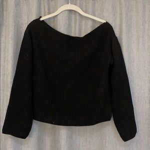 Black off the shoulder crop sweater